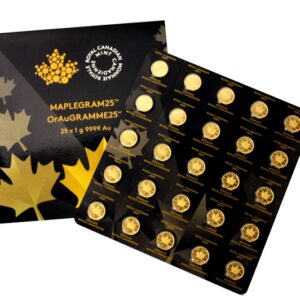 25 x 1 Gram Gold Canada Maple Leafs Maplegram25