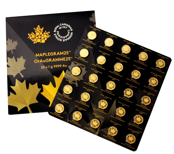 25 x 1 Gram Gold Canada Maple Leafs Maplegram25
