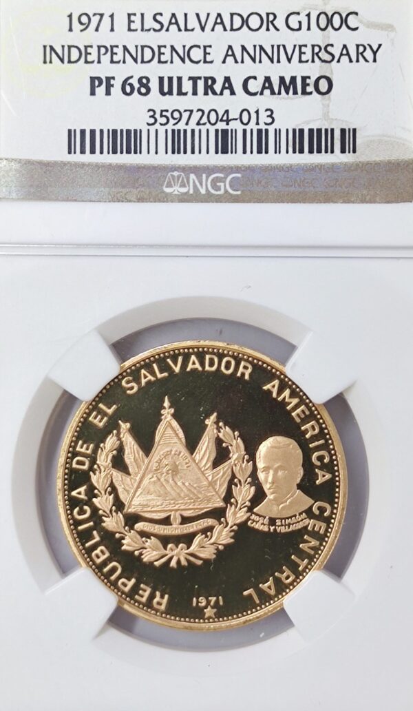 100 Colones El Salvador Independence Anniversary PF68 - Image 2
