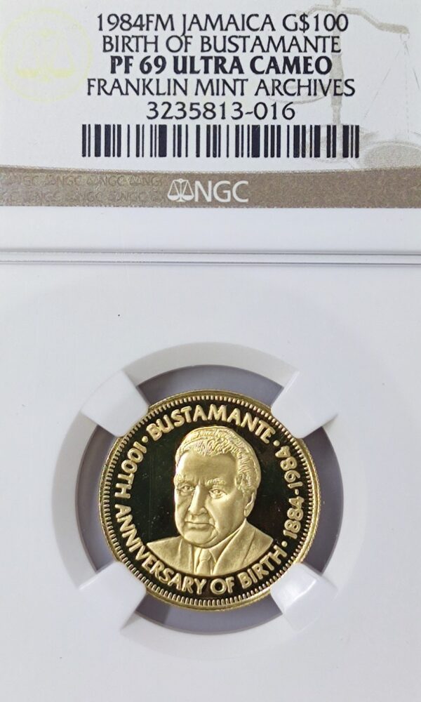 100 Dollars Jamaica Birth of Bustamante PF69 - Image 2
