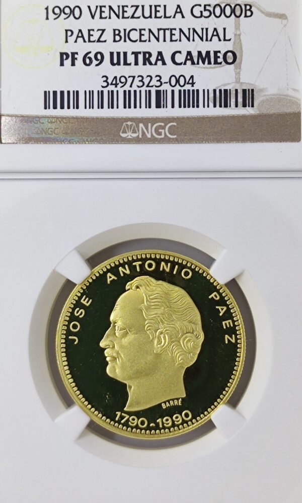 5000 Bolívares Venezuela José Antonio Páez PF69 - Image 2