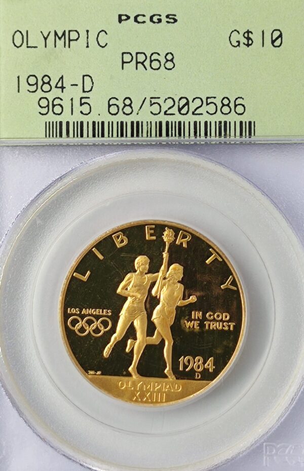10 Dollars USA Los Angeles Olympiad Runners PR68 - Image 3