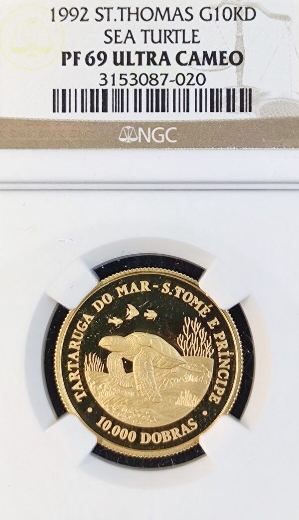 10 000 Dobras St.Thomas and Prince Sea Turtle PF69 - Image 2