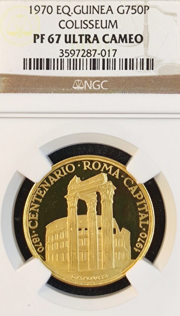 750 Pesetas Equatorial Guinea Colisseum PF67 - Image 2