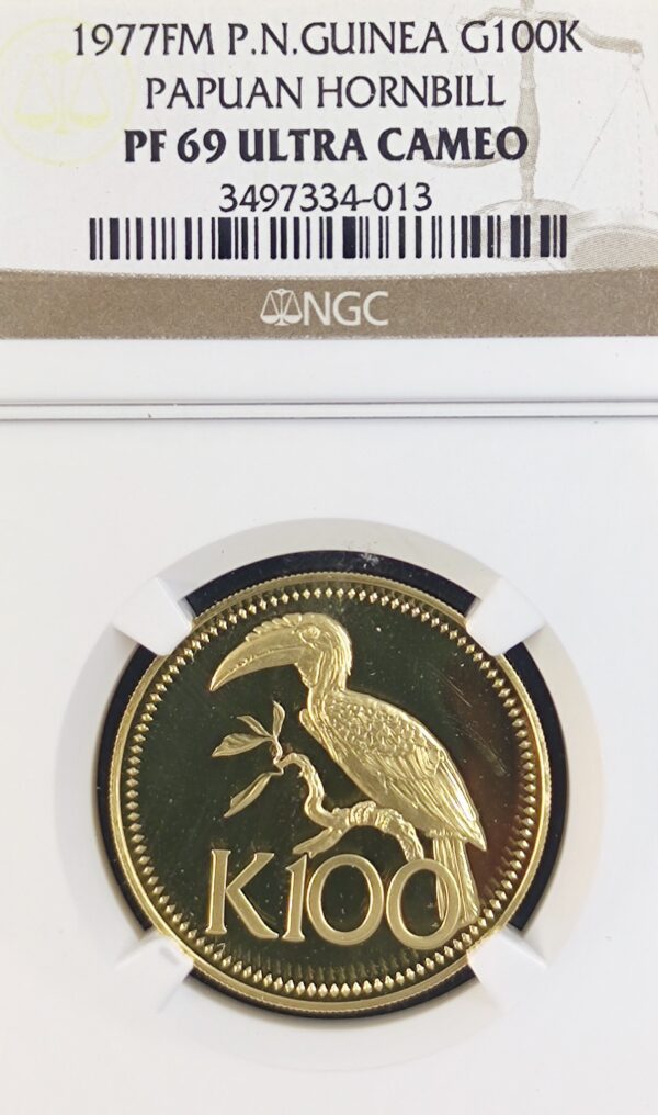 100 Kina Papua New Guinea Blyth's Hornbill PF69 - Image 2
