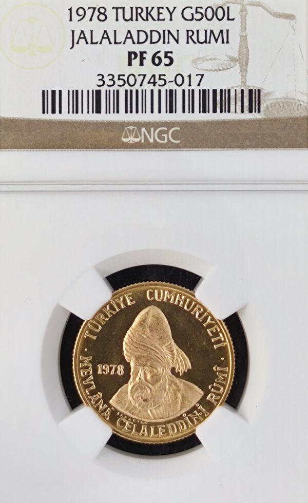 500 Lira Turkey Jalaladdin Rumi PF65 - Image 2
