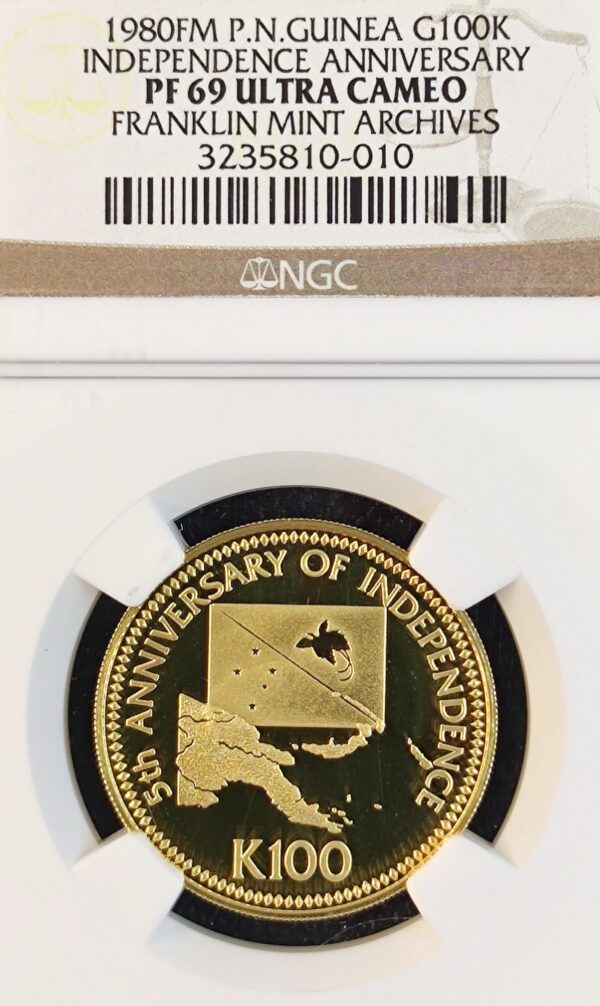 100 Kina Papua New Guinea Independence Anniversary PF69 - Image 2