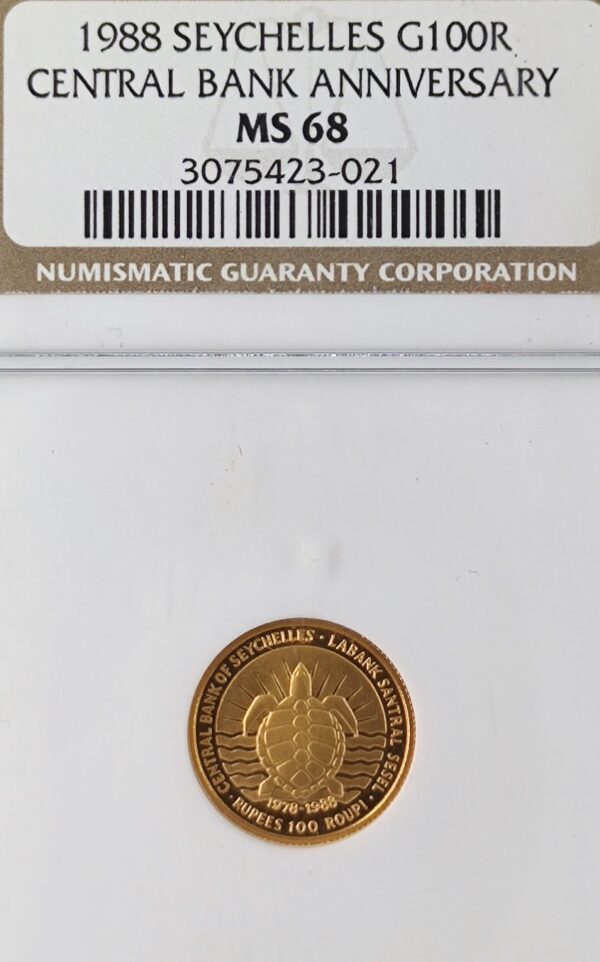 100 Rupees Seychelles Central Bank Anniversary MS68 - Image 2