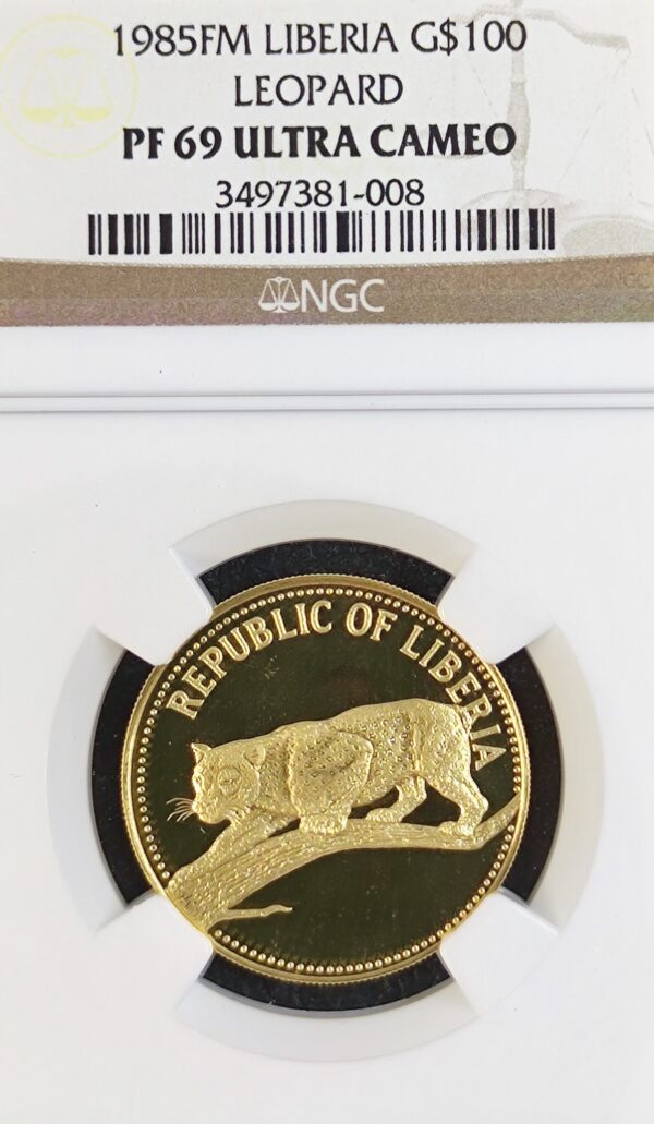 100 Dollars Liberia Leopard PF69 - Image 2