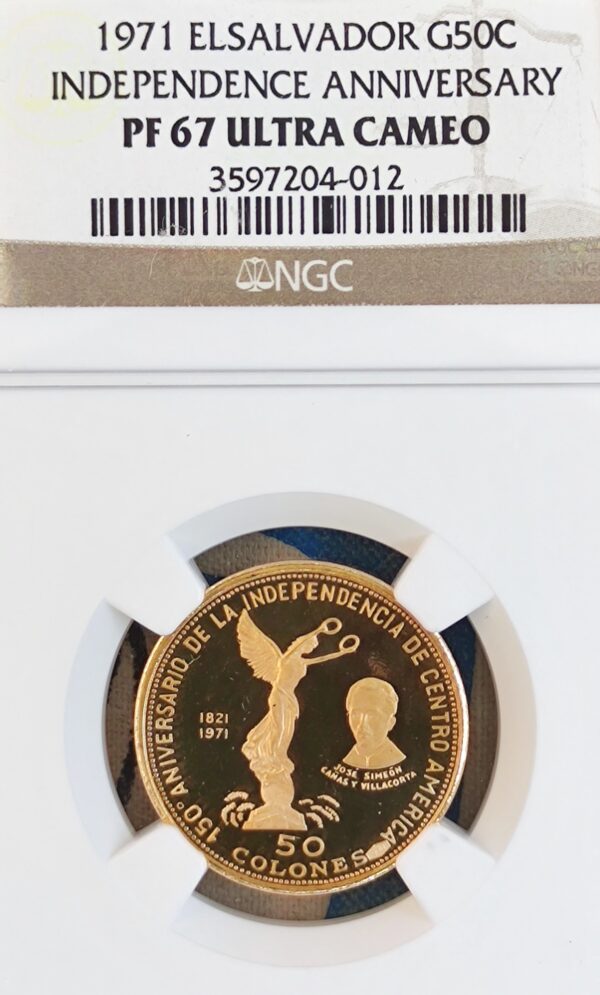 50 Colones El Salvador Independence Anniversary PF67 - Image 2