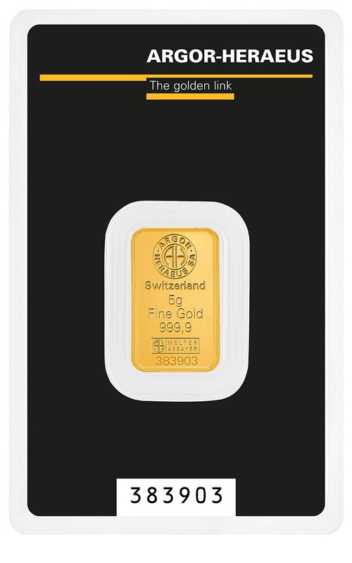 5 Gram Argor-Heraeus Gold Bar