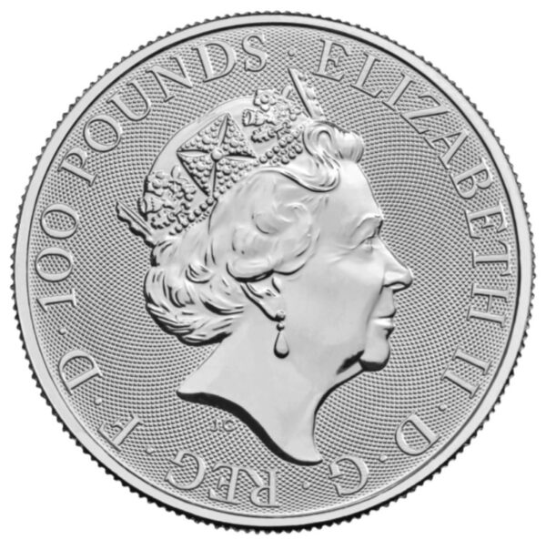 100 Pounds UK White Yale of Beaufort 1 oz Platinum - Image 2