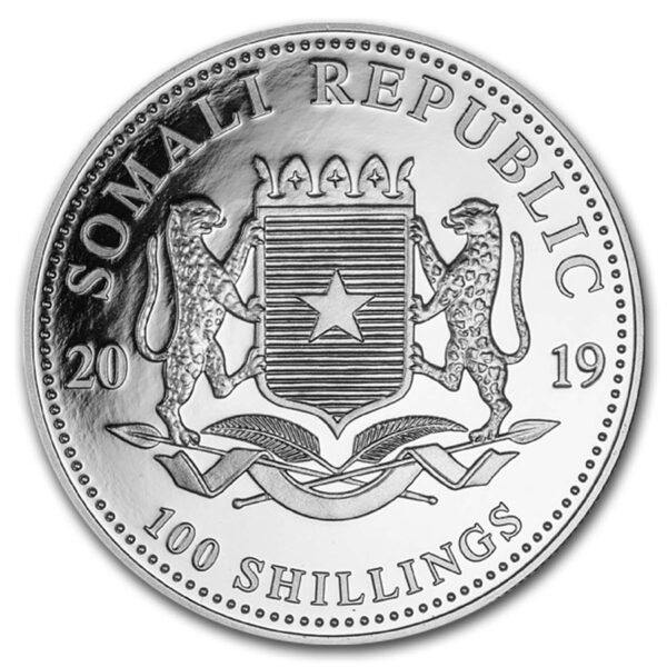 100 Shillings Somalia Elephant 1 oz Silver - Image 2