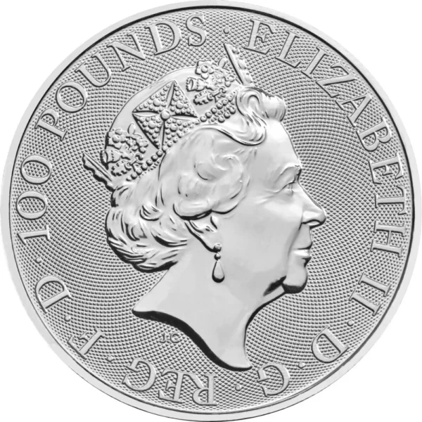 100 Pounds UK White Greyhound of Richmond 1 oz Platinum - Image 2